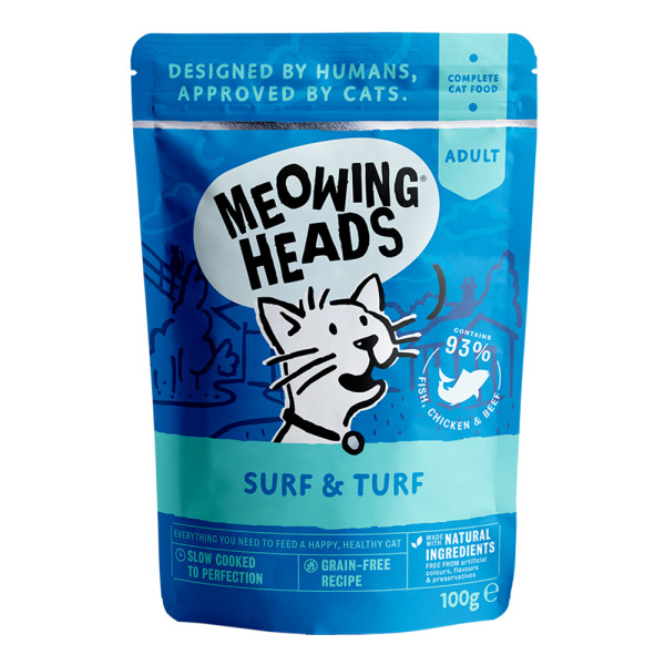 Meowing Heads 無穀物沙甸魚、吞拿魚貓主食濕包 100g
