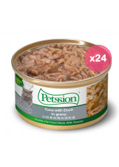 Petssion 白吞拿魚鴨肉浸魚湯 貓罐頭 80g  (24罐)