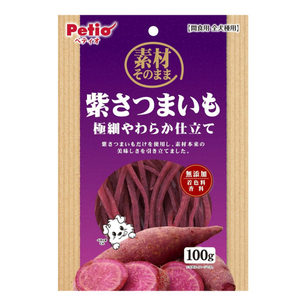 Petio 天然原味 香甜柔軟極細紫薯條 狗小食 100g