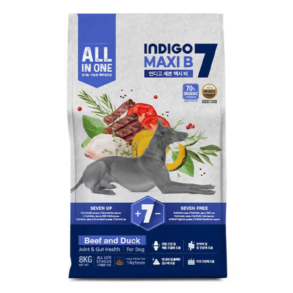 Indigo 7 MAXI B 牛肉+鴨肉增強機能配方全犬糧 (中、大型犬專用) 8kg 