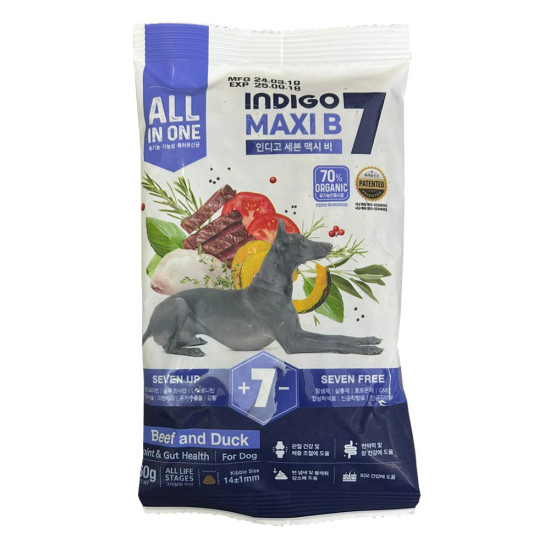 【試食裝】Indigo 7 MAXI B 牛肉+鴨肉增強機能配方全犬糧 (中、大型犬專用) 60g | 只限取1件 * (最多可選3款) *