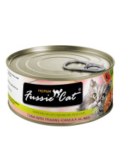 Fussie Cat 黑鑽 (吞拿魚+虎蝦) 貓罐頭 80g