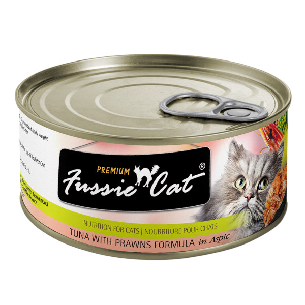 Fussie Cat 黑鑽 (吞拿魚+虎蝦) 貓罐頭 80g
