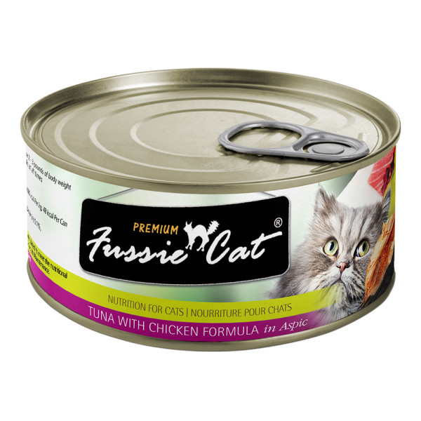 Fussie Cat 黑鑽 (吞拿魚+雞肉) 貓罐頭 80g
